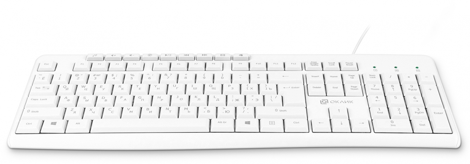 Keyboard Oklick 305M (White, Multimedia, USB)