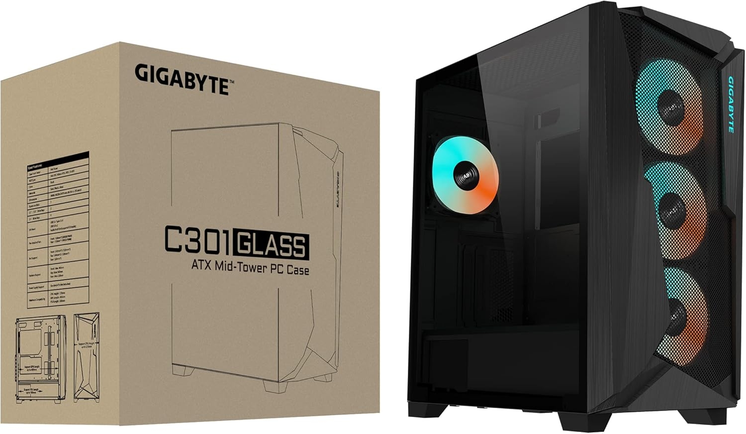 Корпус MidiTower Gigabyte C301G w/o black (MidiATX, ATX)