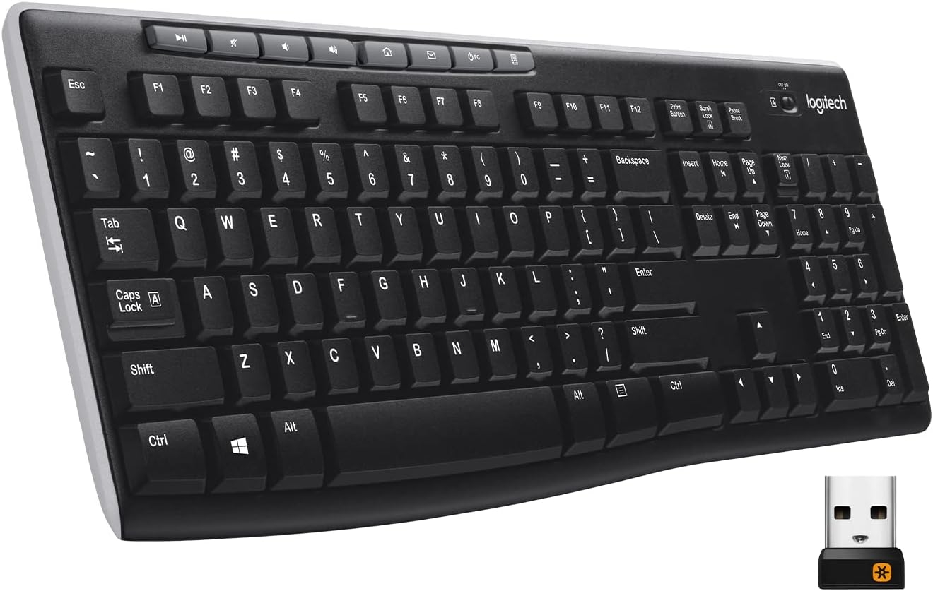 Клавиатура беспроводная Logitech K270 (2.4GHz, USB, Black, US/RU Layout)