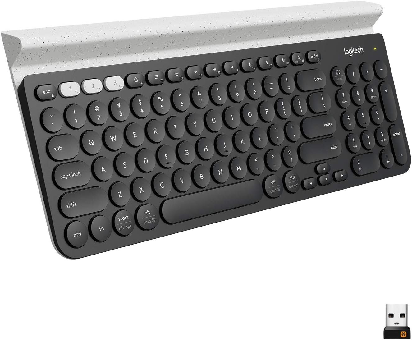 Wireless keyboard Logitech K780 Multi-Device (2.4GHz/Bluetooth, USB, Dark Grey/Speckled White, US/RU Layout)