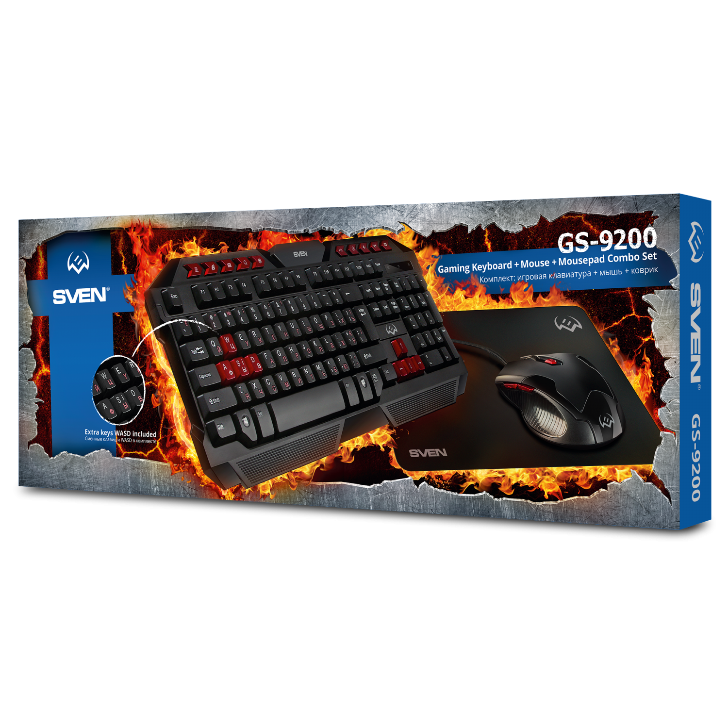 Клавиатура+Мышь+Коврик SVEN GS-9200 Gaming (2400DPI, Black, USB) Клавиатура+Мышь+Коврик SVEN GS-9200 Gaming (2400DPI, Black, USB)