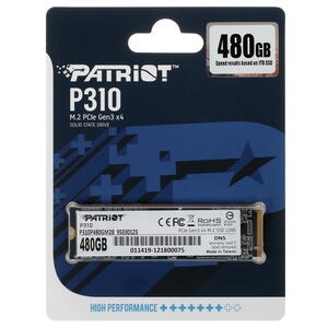 Накопитель SSD M.2 480GB Patriot P310P480GM28 P310 (M.2 2280 PCI-E, Reading 1700 MB/s, Writing 1500 Mb/s)