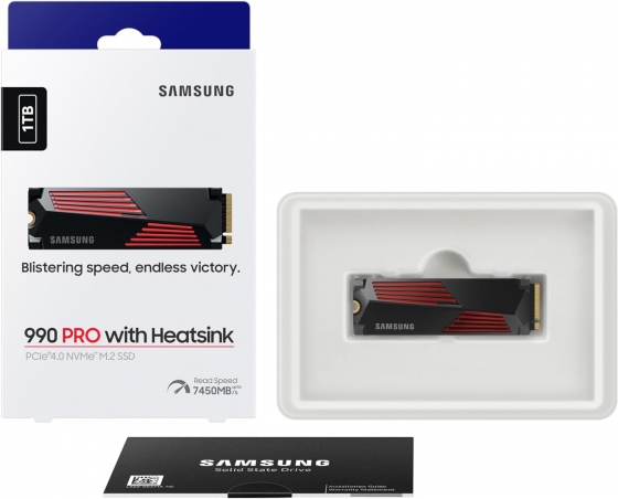 SSD M.2 1TB SAMSUNG MZ-V9P1T0CW 990 PRO (M.2 2280, w/Heatsink, PCI-E x 4, Reading 7450 MB/s, Writing 6900 Mb/s)