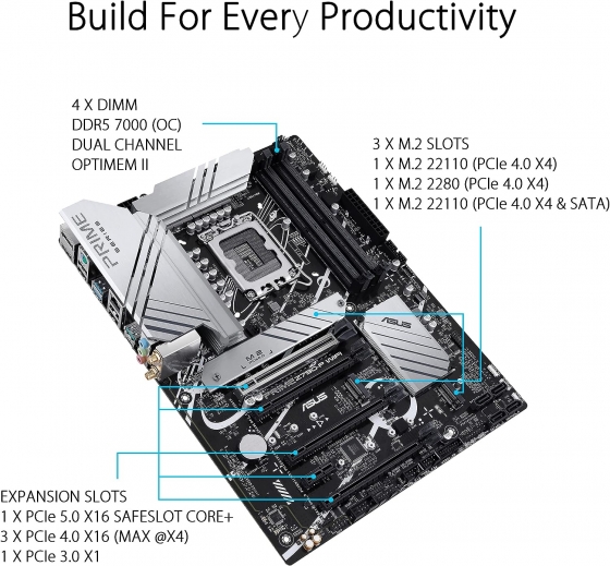 MB ASUS PRIME Z790-P WIFI (S-1700, Z790, HDMI, DP, 5xPCI-E, 4DDR5, 3xM.2, SATA3, GbLAN)