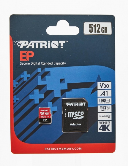 Memory Card Micro SD Card PATRIOT 512GB PEF512GEP31MCX EP SDXC V30 (Class 10)