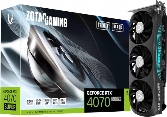 Տեսաքարտ 12GB Zotac GeForce RTX4070 SUPER Trinity OC Black ED (21000MHz, GDDR6X, 192bit, HDMI/3xDP)