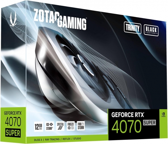 Տեսաքարտ 12GB Zotac GeForce RTX4070 SUPER Trinity OC Black ED (21000MHz, GDDR6X, 192bit, HDMI/3xDP)