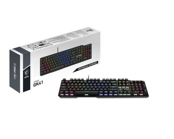 Клавиатура MSI VIGOR GK41 LR (Gaming, Mechanical, Multimedia, Black, USB, US/RU Layout)