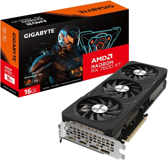 Видеокарта 16GB Gigabyte Radeon RX 7600 XT Gaming OC GV-R76XTGAMING OC-16GD (18000MHz, GDDR6, 128bit, 2xHDMI/2xDP)