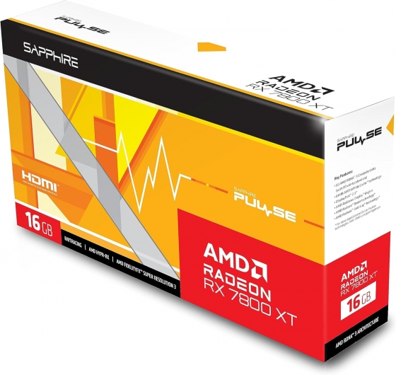 GPU 16GB Sapphire Radeon RX 7800 XT Pulse Radeon 11330-02-20G (19500MHz, GDDR6, 256bit, 2xHDMI/2xDP)