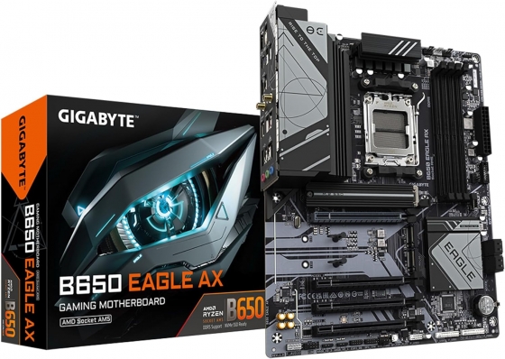 Мат. плата Gigabyte B650 Eagle AX (S-AM5, X670, HDMI/DP, 4xPCI-E, 4DDR5, 3xM.2, SATAIII RAID, GbLAN)