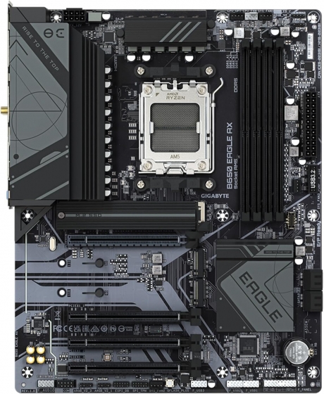 Мат. плата Gigabyte B650 Eagle AX (S-AM5, X670, HDMI/DP, 4xPCI-E, 4DDR5, 3xM.2, SATAIII RAID, GbLAN)