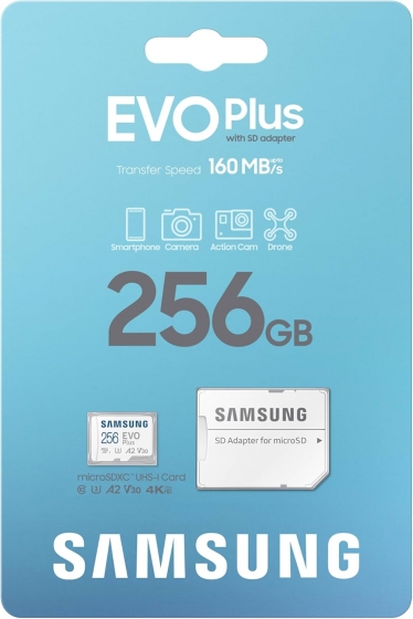 Карта памяти Micro SD Samsung EVO Plus 256GB MB-MC256SA/EU (w/Adapter, Class 10)