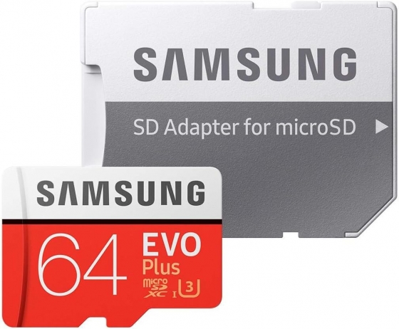 Memory Card Micro SD Samsung EVO Plus 64GB MB-MC64SA/EU (w/Adapter, Class 10)