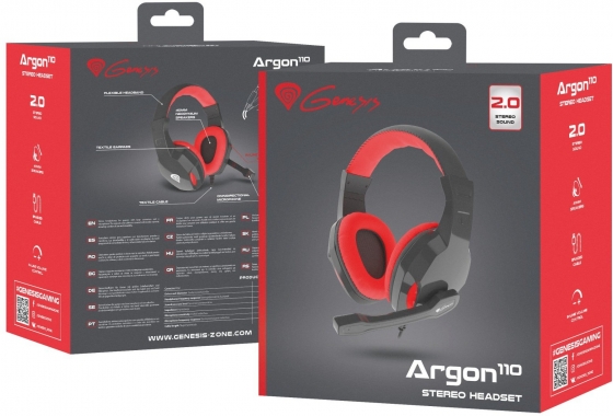 Headphones with Microphone Genesis NSG-1437 Argon 110 Black-Red, Gaming (Mini-Jack)