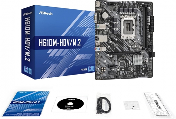 Мат. плата ASROCK H610M-HDV/M.2 R2.0 (S-1700, H610, VGA, HDMI, DP, 2xPCI-E, 2DDR4, SATA3, GbLAN)