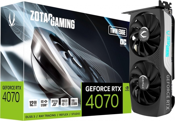 GPU 12GB Zotac GeForce RTX4070 Twin Edge (21000MHz, GDDR6X, 192bit, HDMI/3xDP)