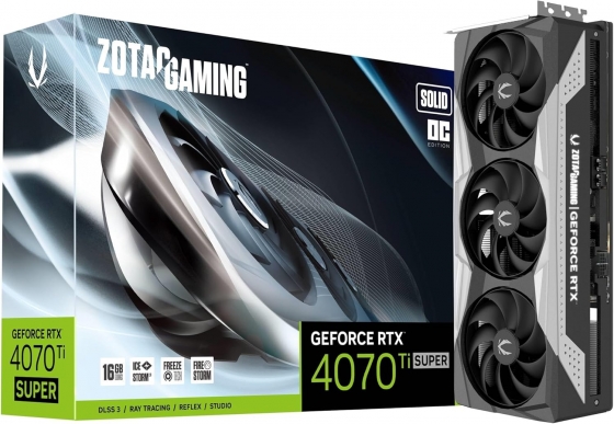 Видеокарта 16GB Zotac GeForce RTX4070Ti SUPER SOLID (21000MHz, GDDR6X, 256bit, HDMI/3xDP)