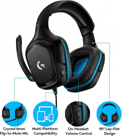 Наушники с микрофоном Logitech G432, 7.1 Gaming (USB, Leatherette)